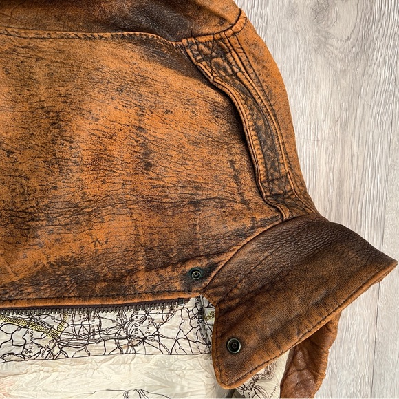 80s Leather Bomber Jacket US Army Air Force Distressed VINTAGE | Sz M unisex - Picture 11 of 17
